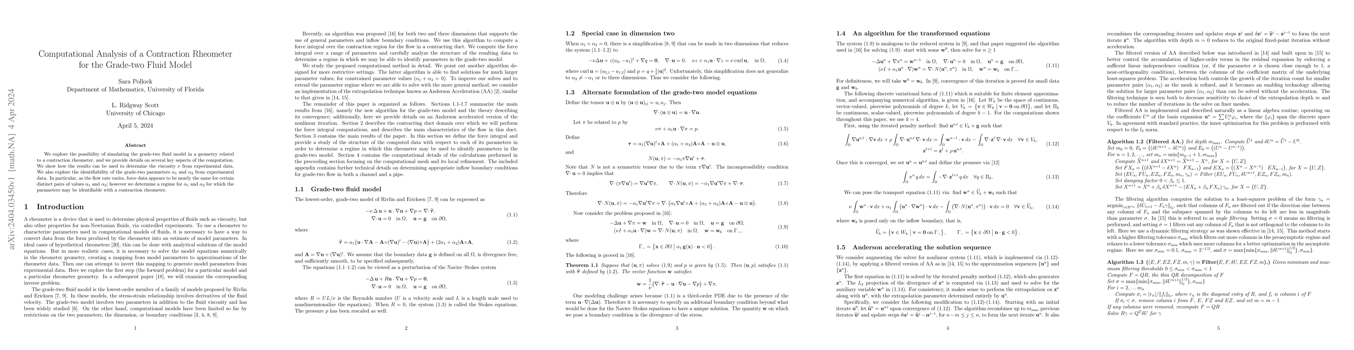 Thumbnail for Computational analysis of a contraction rheometer for the grade-two
  fluid model