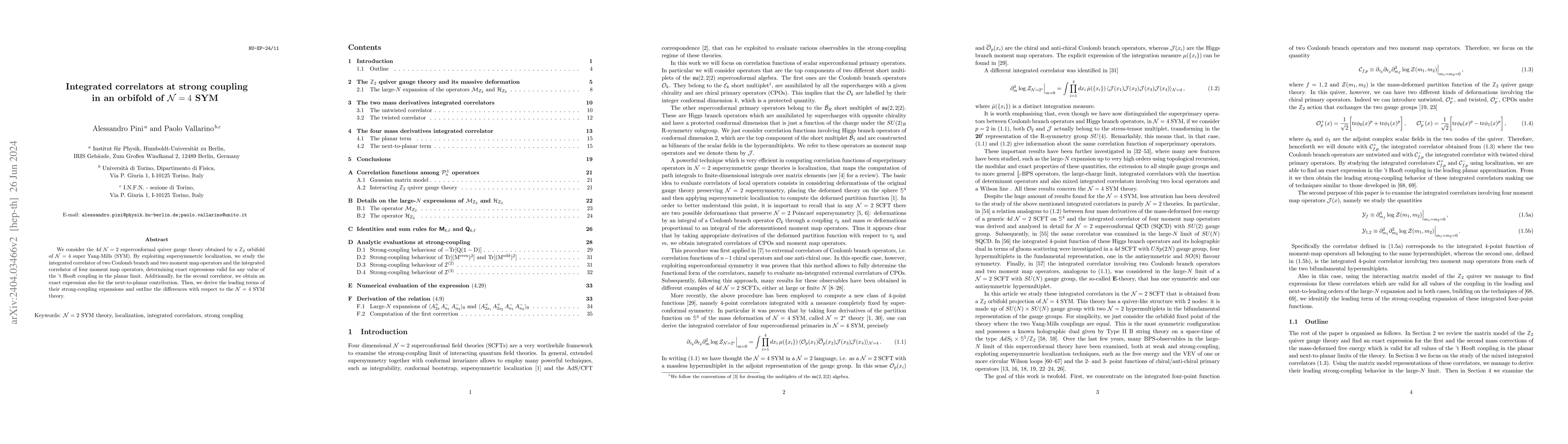 Thumbnail for Integrated correlators at strong coupling in an orbifold of
  $\mathcal{N}=4$ SYM