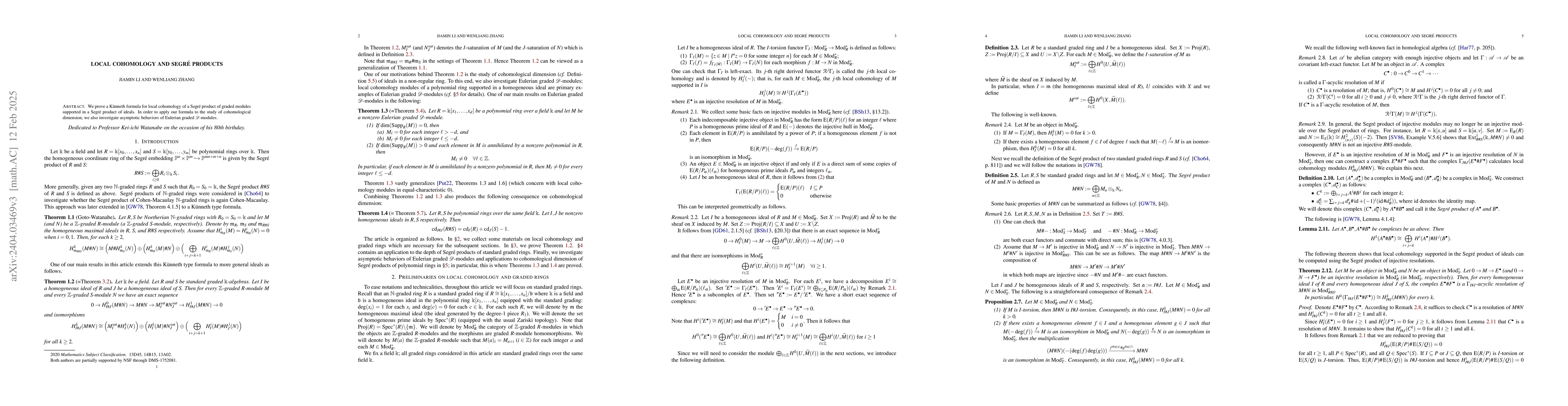 Thumbnail for Local cohomology and Segre products
