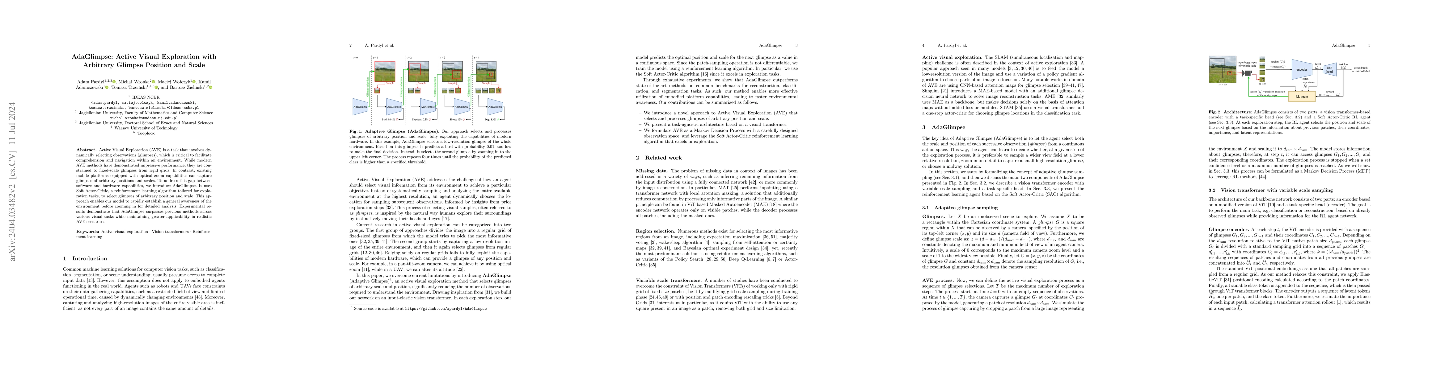 Thumbnail for AdaGlimpse: Active Visual Exploration with Arbitrary Glimpse Position
  and Scale