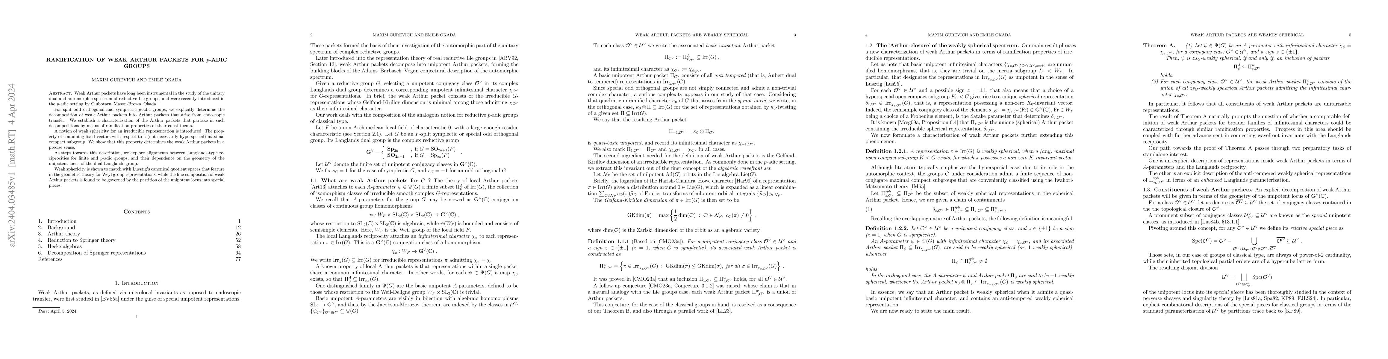 Thumbnail for Ramification of weak Arthur packets for p-adic groups