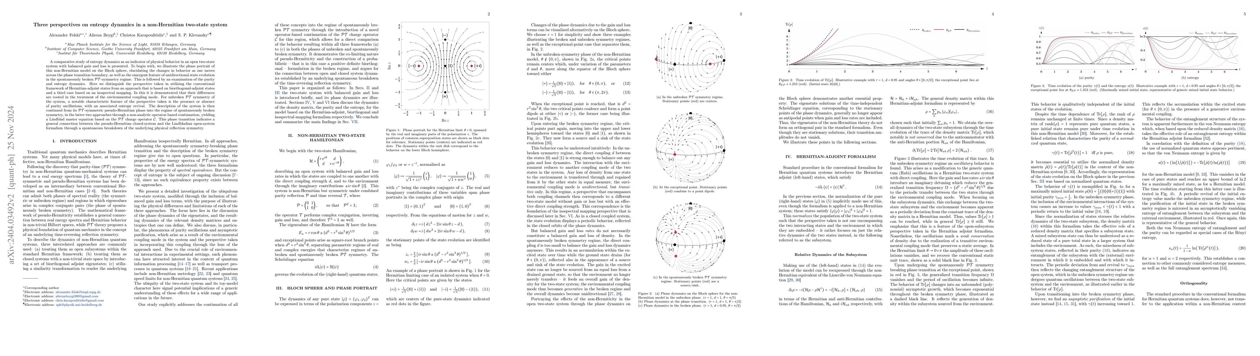 Thumbnail for Three perspectives on entropy dynamics in a non-Hermitian two-state
  system