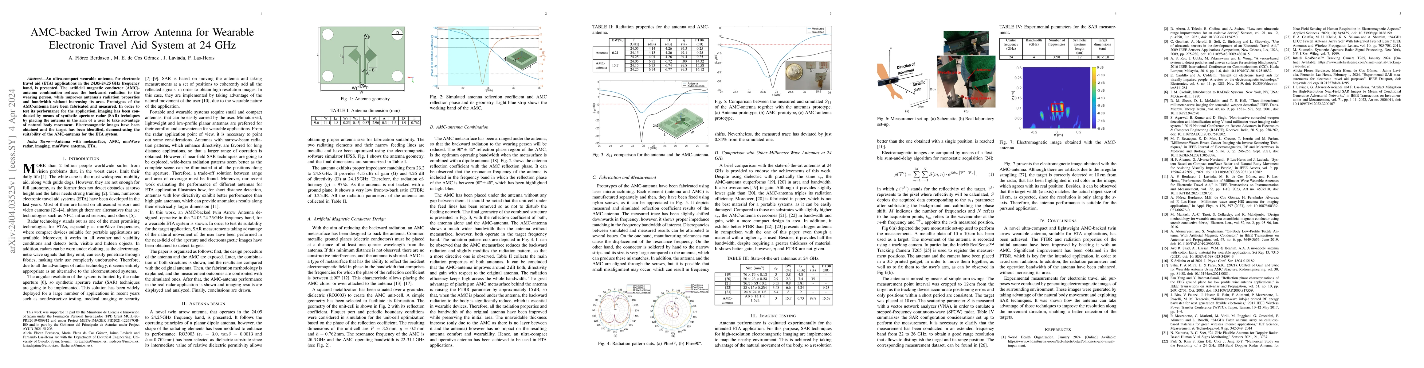 Thumbnail for AMC-backed Twin Arrow Antenna for Wearable Electronic Travel Aid System
  at 24 GHz
