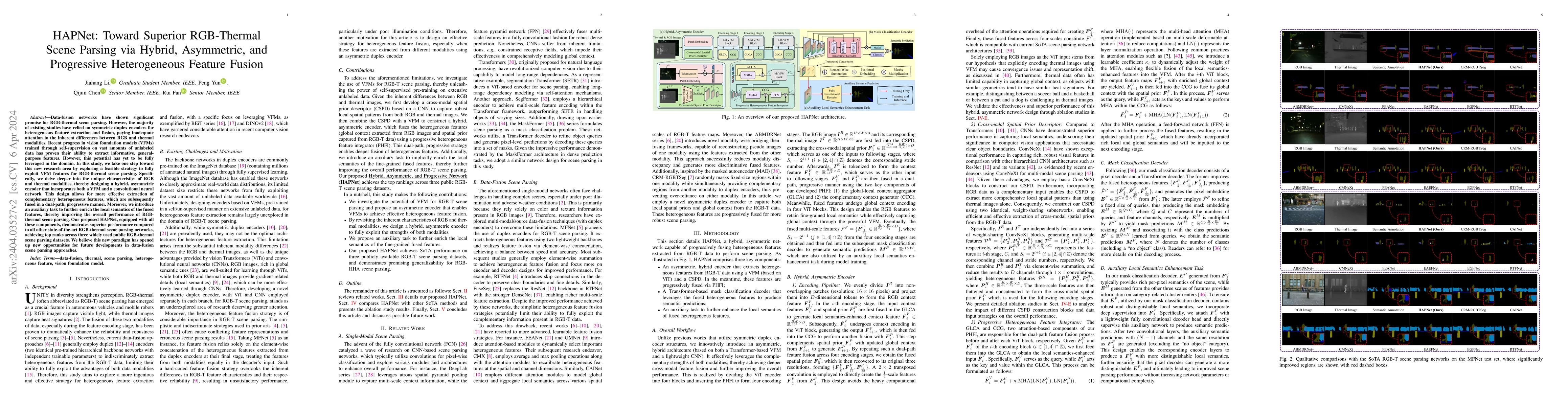 Thumbnail for HAPNet: Toward Superior RGB-Thermal Scene Parsing via Hybrid,
  Asymmetric, and Progressive Heterogeneous Feature Fusion
