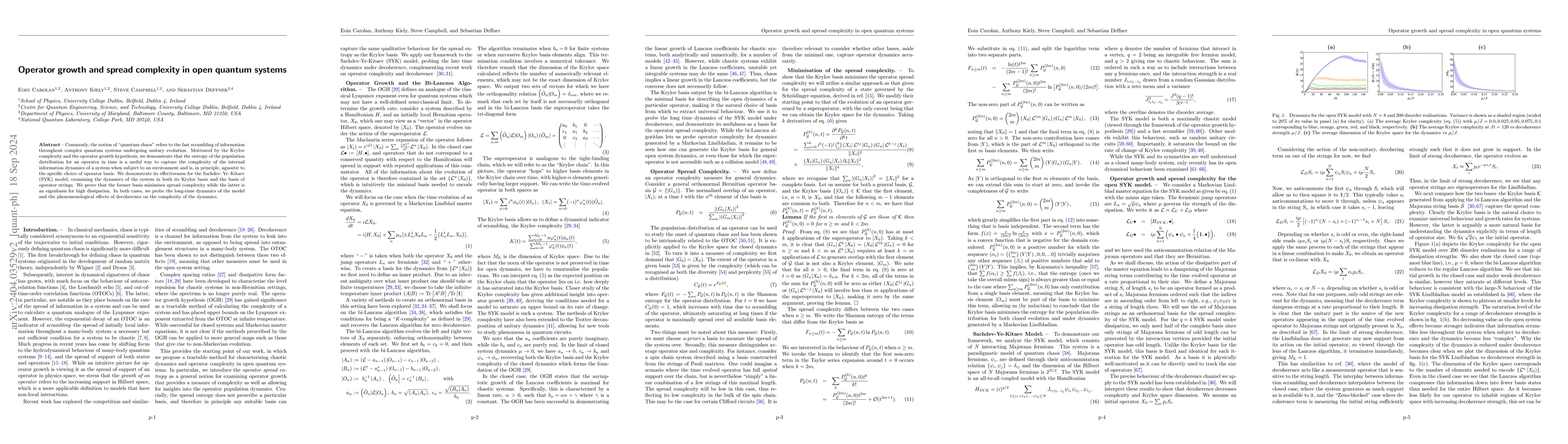 Thumbnail for Operator growth and spread complexity in open quantum systems