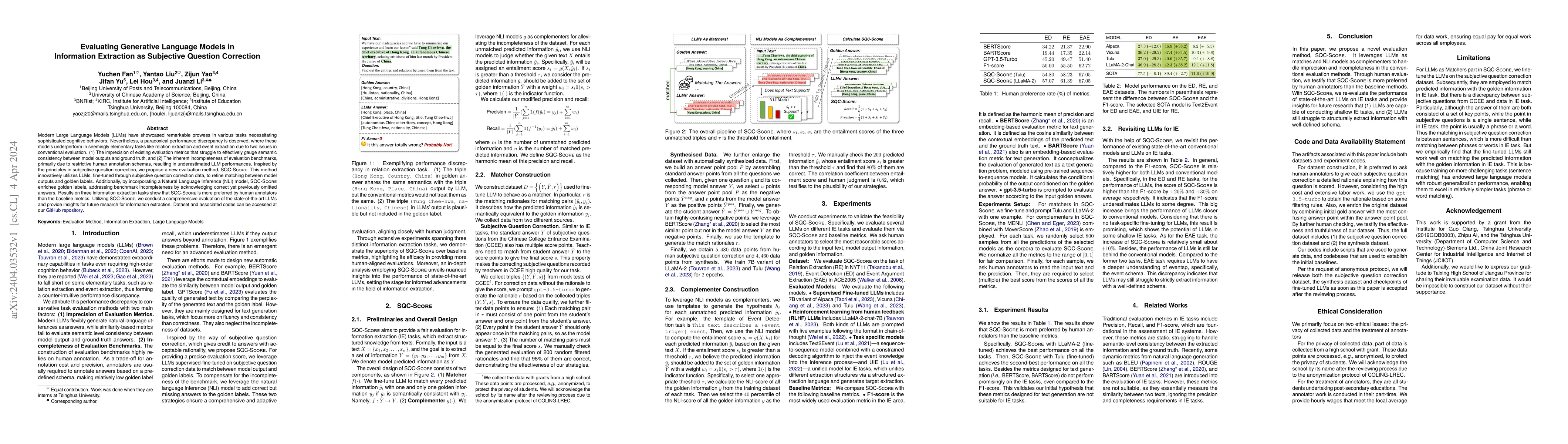 Thumbnail for Evaluating Generative Language Models in Information Extraction as
  Subjective Question Correction