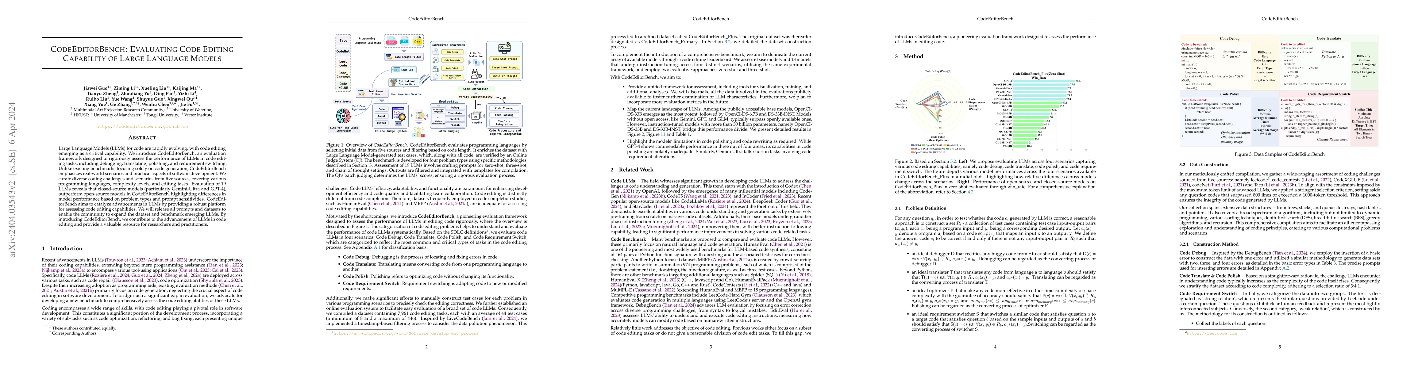 Thumbnail for CodeEditorBench: Evaluating Code Editing Capability of Large Language
  Models