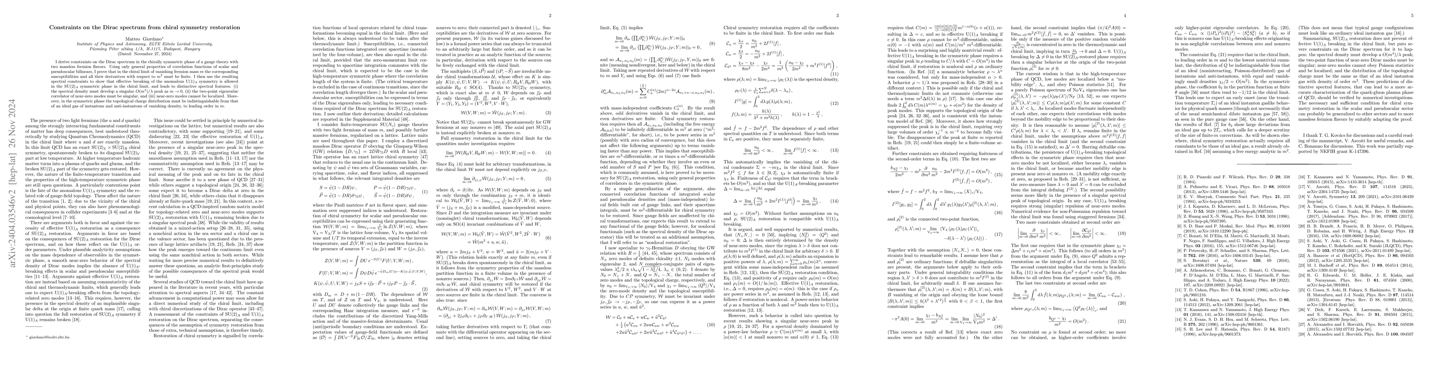 Thumbnail for Constraints on the Dirac spectrum from chiral symmetry restoration