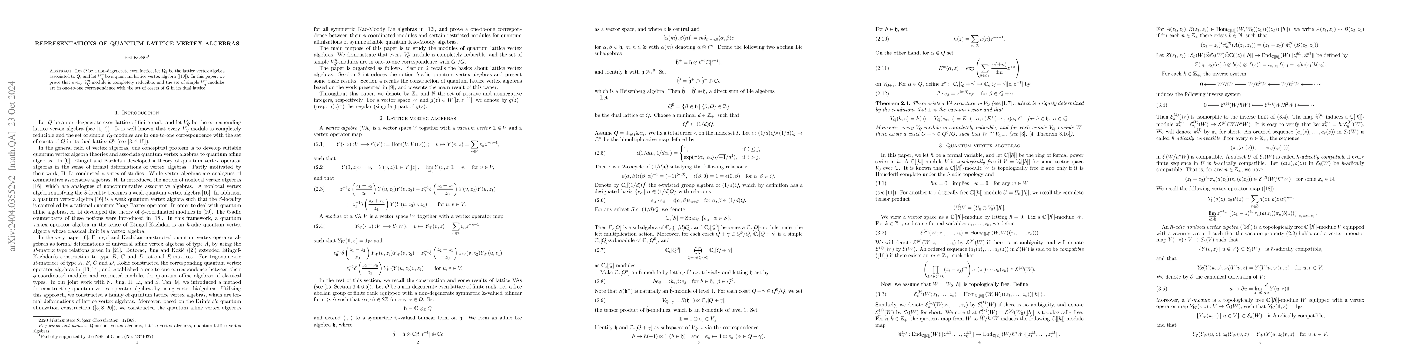 Thumbnail for Representations of quantum lattice vertex algebras