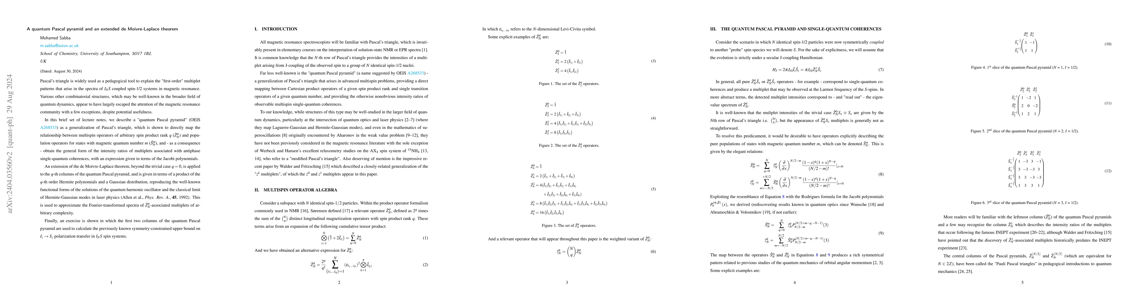 Thumbnail for A quantum Pascal pyramid and an extended de Moivre-Laplace theorem