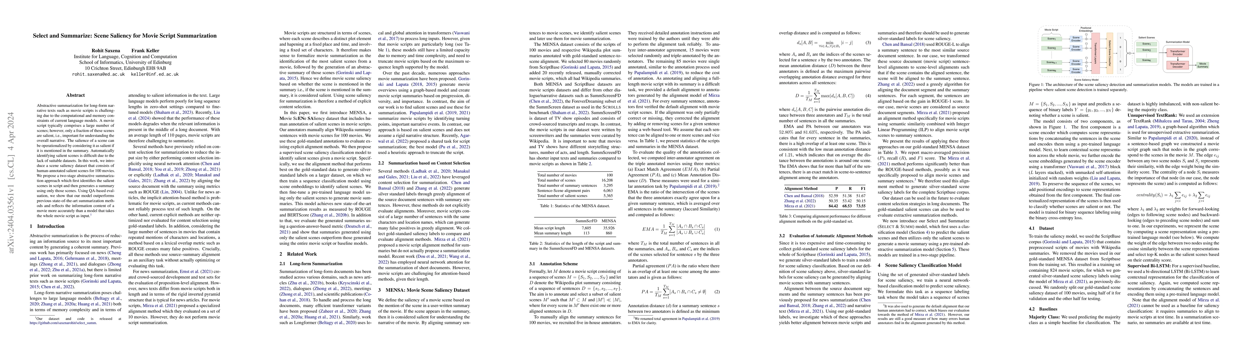Thumbnail for Select and Summarize: Scene Saliency for Movie Script Summarization