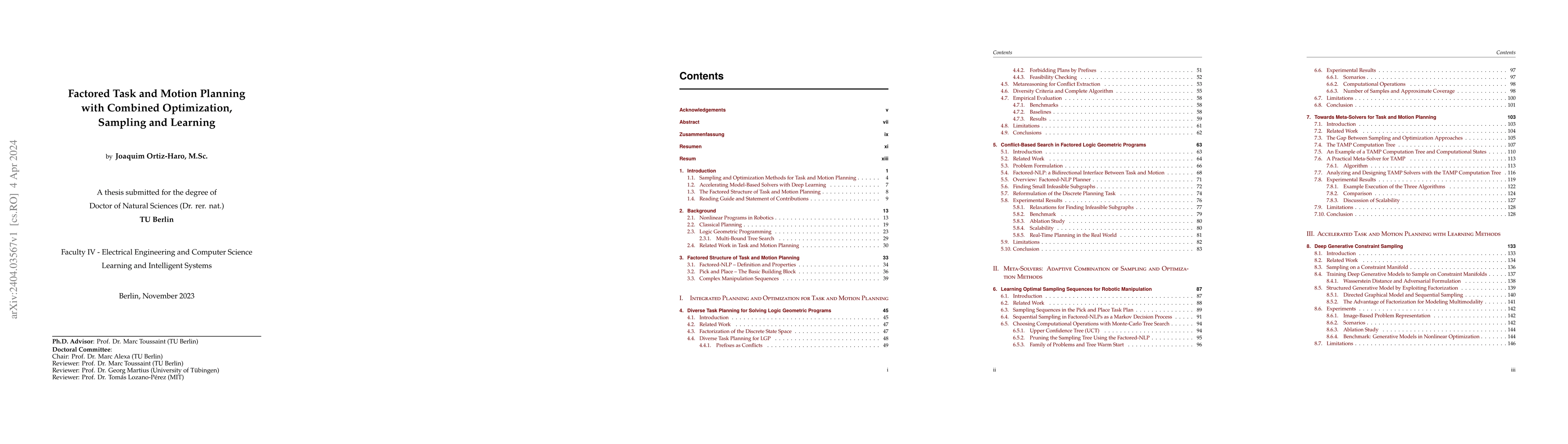 Thumbnail for Factored Task and Motion Planning with Combined Optimization, Sampling
  and Learning