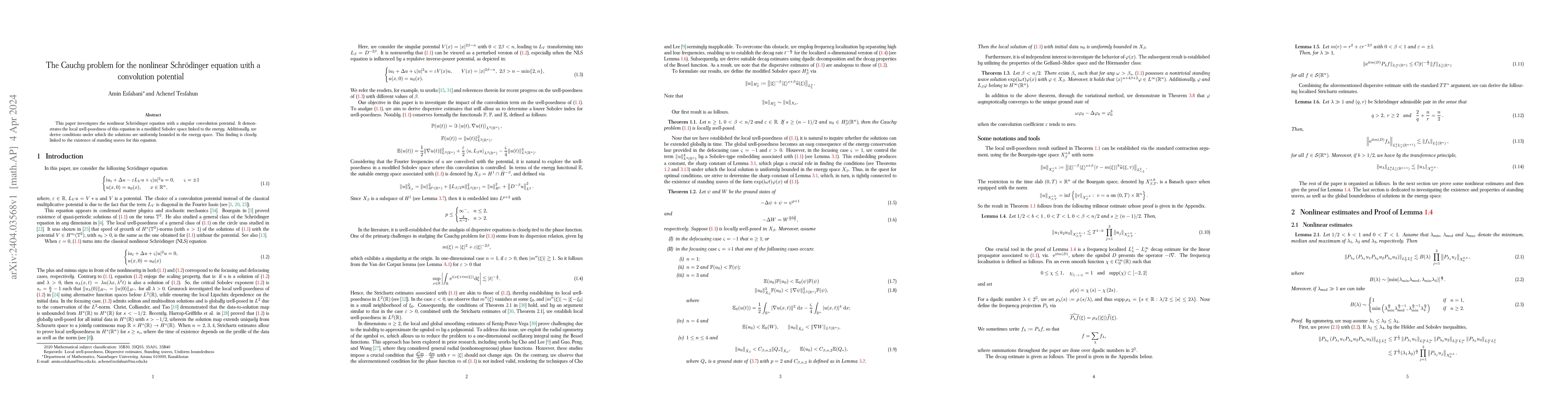 Thumbnail for The Cauchy problem for the nonlinear Schr\"odinger equation with a
  convolution potential
