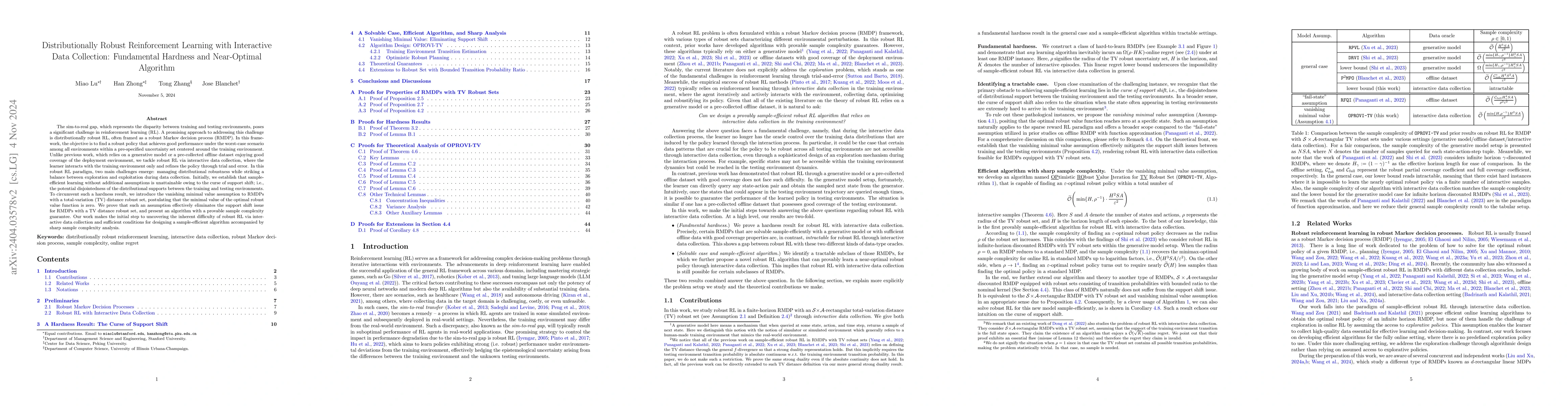 Thumbnail for Distributionally Robust Reinforcement Learning with Interactive Data
  Collection: Fundamental Hardness and Near-Optimal Algorithm