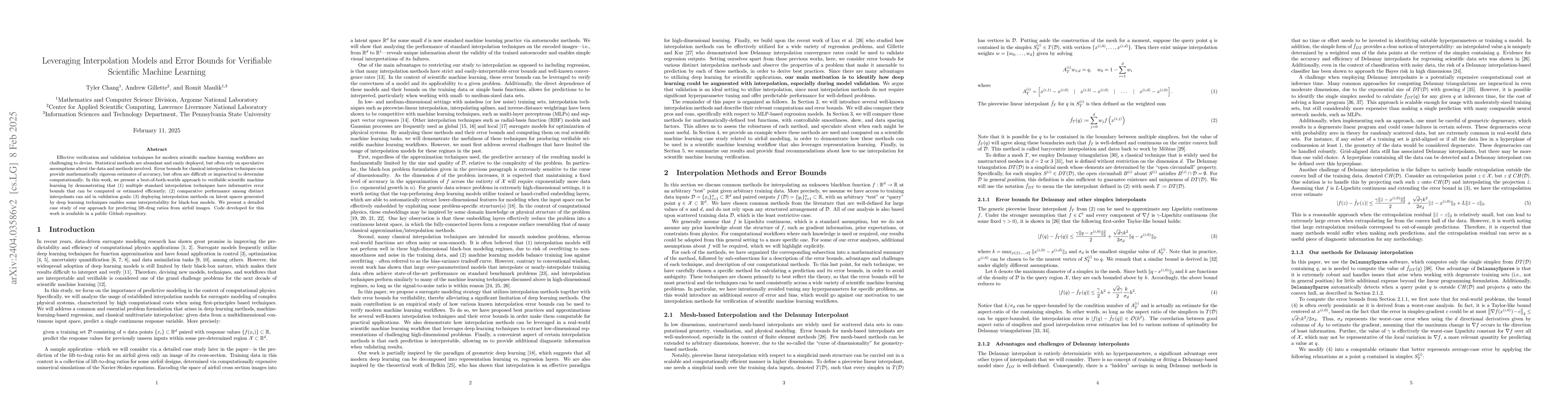 Thumbnail for Leveraging Interpolation Models and Error Bounds for Verifiable
  Scientific Machine Learning