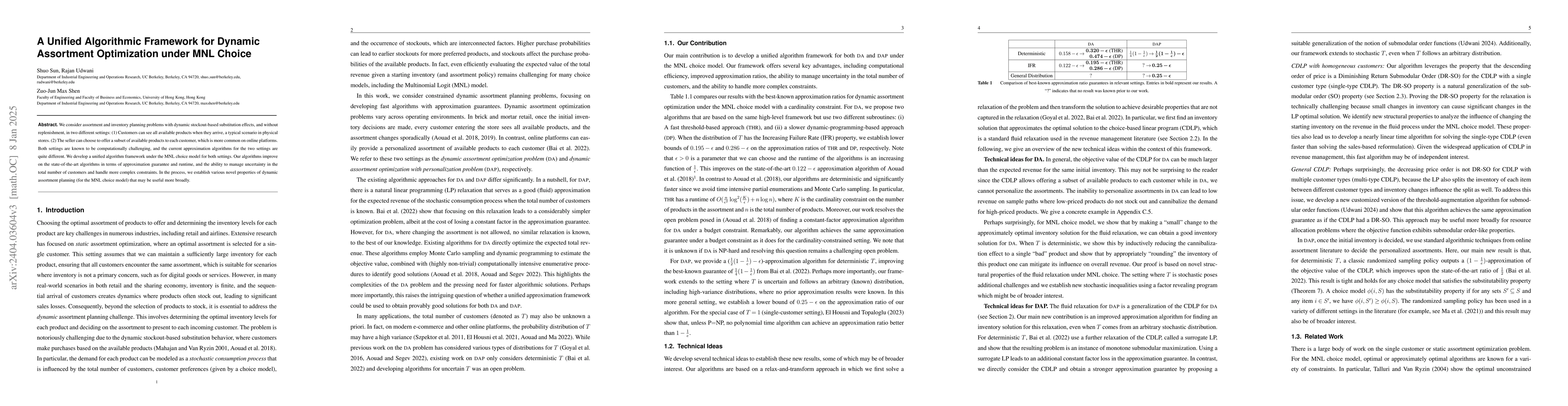 Thumbnail for A Unified Algorithmic Framework for Dynamic Assortment Optimization
  under MNL Choice