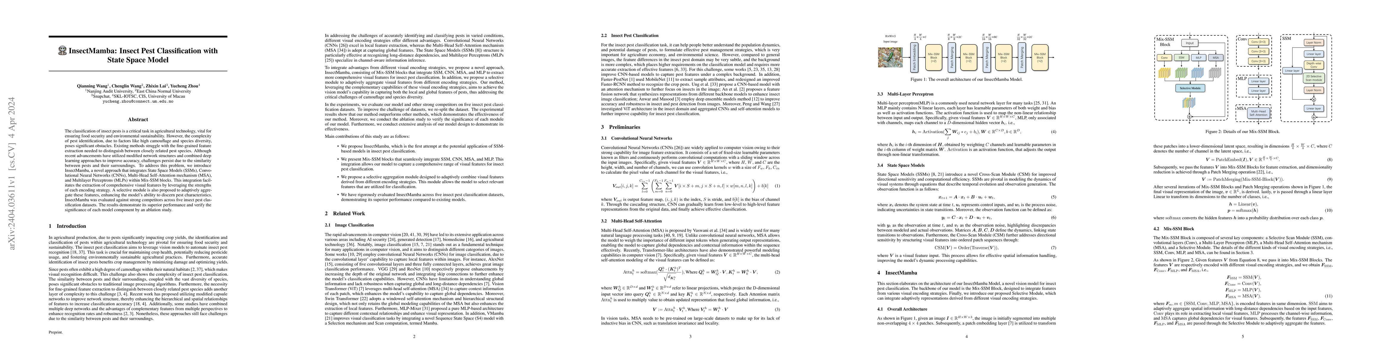 Thumbnail for InsectMamba: Insect Pest Classification with State Space Model