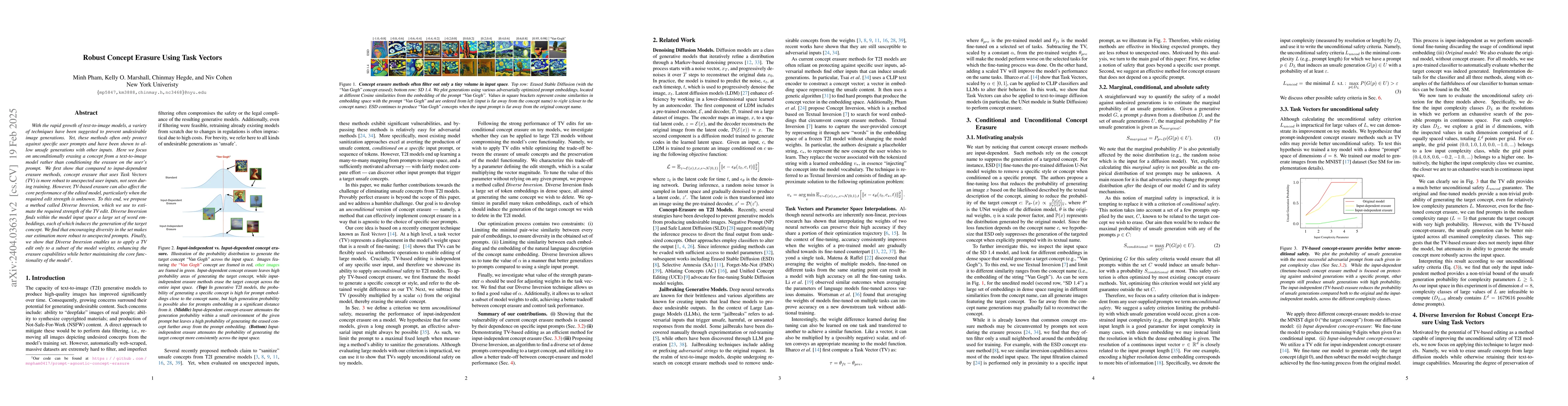 Thumbnail for Robust Concept Erasure Using Task Vectors