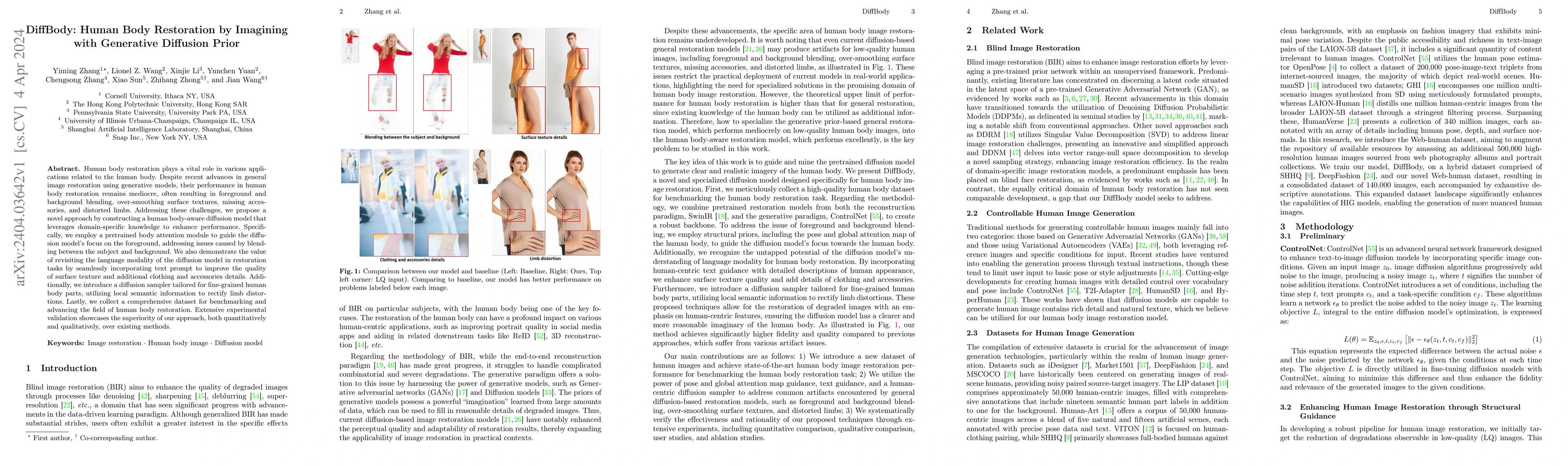Thumbnail for DiffBody: Human Body Restoration by Imagining with Generative Diffusion
  Prior