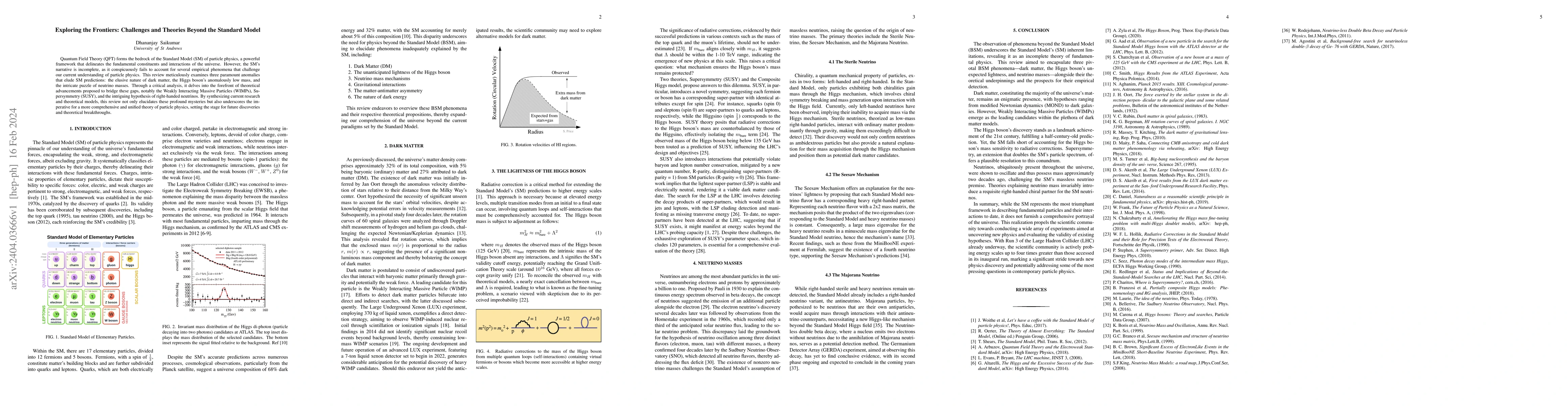 Thumbnail for Exploring the Frontiers: Challenges and Theories Beyond the Standard
  Model