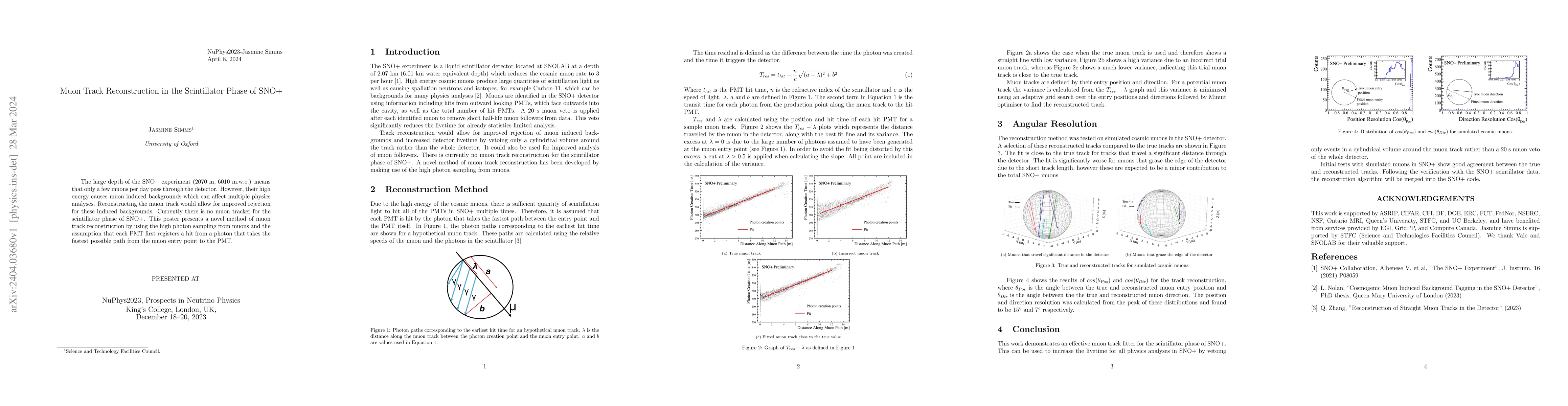 Thumbnail for Muon Track Reconstruction in the Scintillator Phase of SNO+