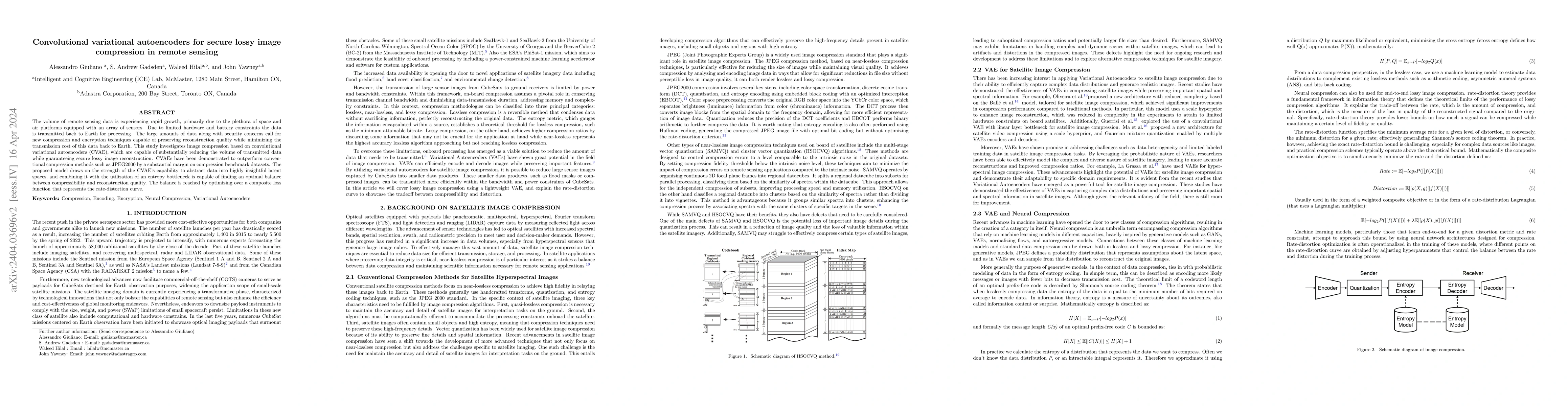Thumbnail for Convolutional variational autoencoders for secure lossy image
  compression in remote sensing
