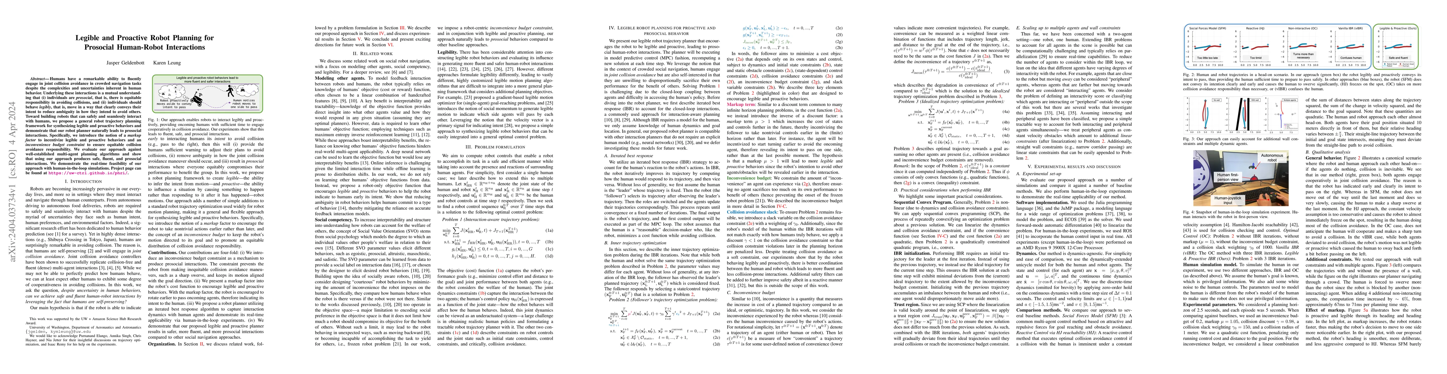 Thumbnail for Legible and Proactive Robot Planning for Prosocial Human-Robot
  Interactions