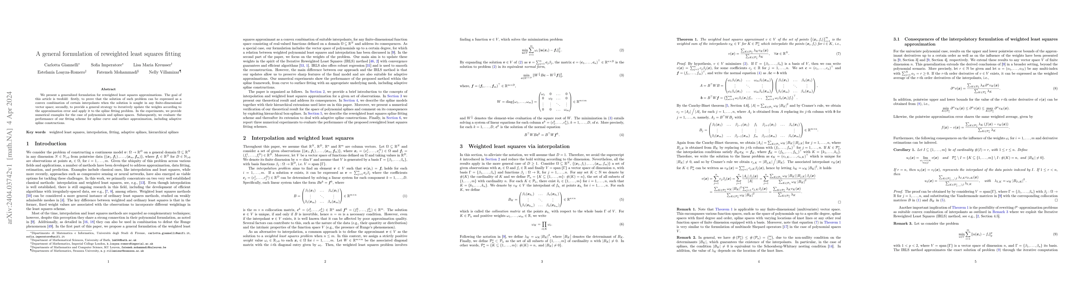 Thumbnail for A general formulation of reweighted least squares fitting