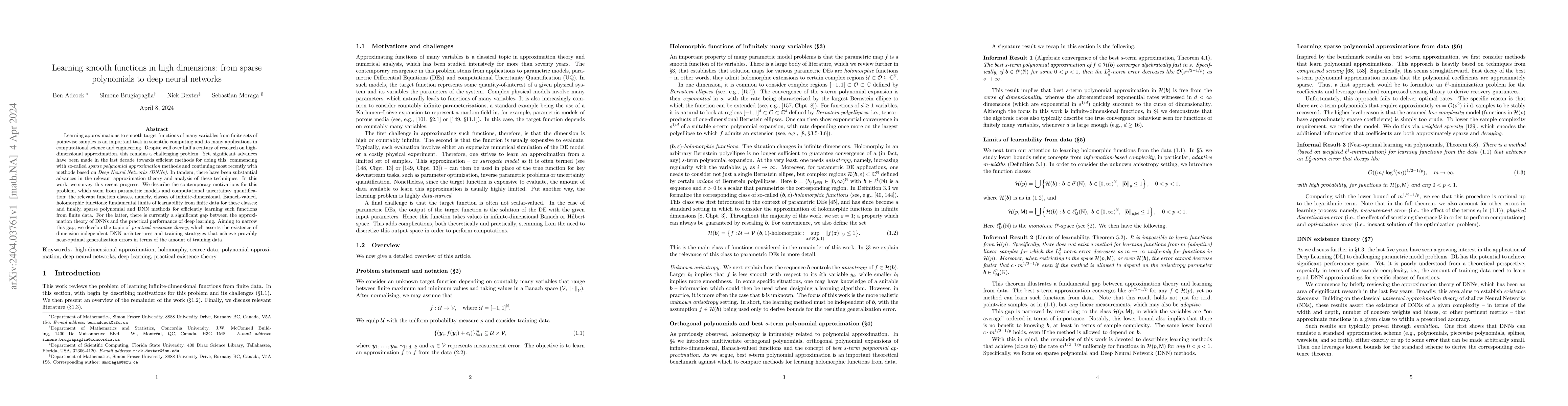 Thumbnail for Learning smooth functions in high dimensions: from sparse polynomials to
  deep neural networks