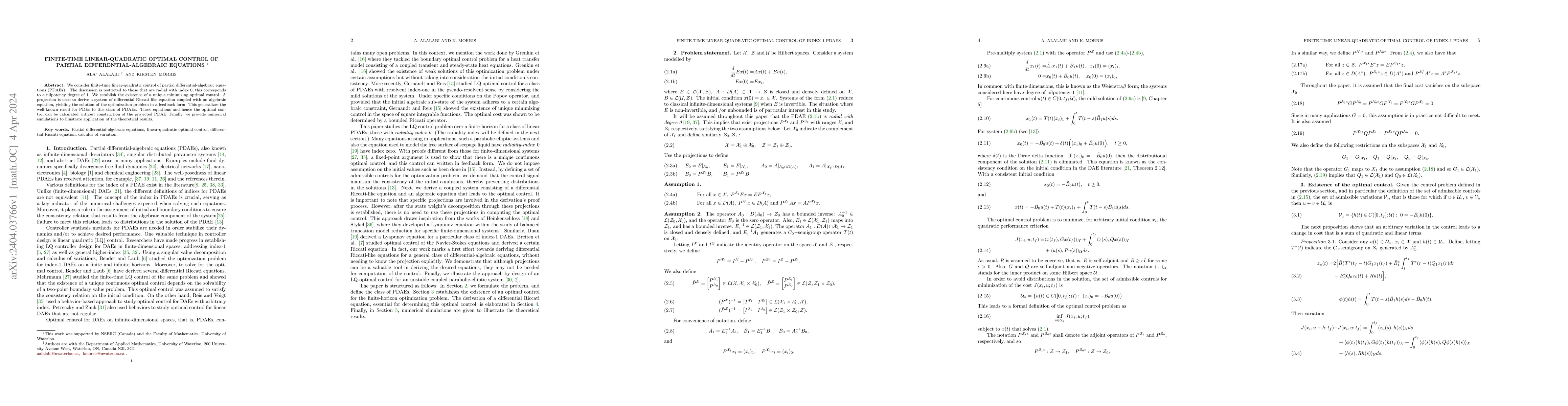 Thumbnail for Finite-time Linear-Quadratic Optimal Control of Partial
  Differential-Algebraic Equations