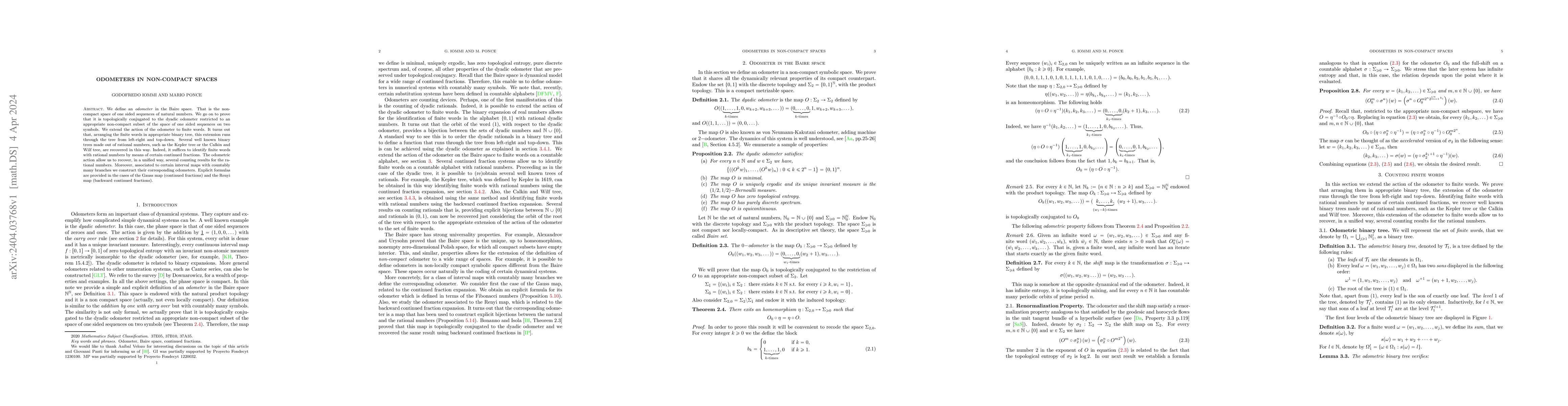 Thumbnail for Odometers in non-compact spaces