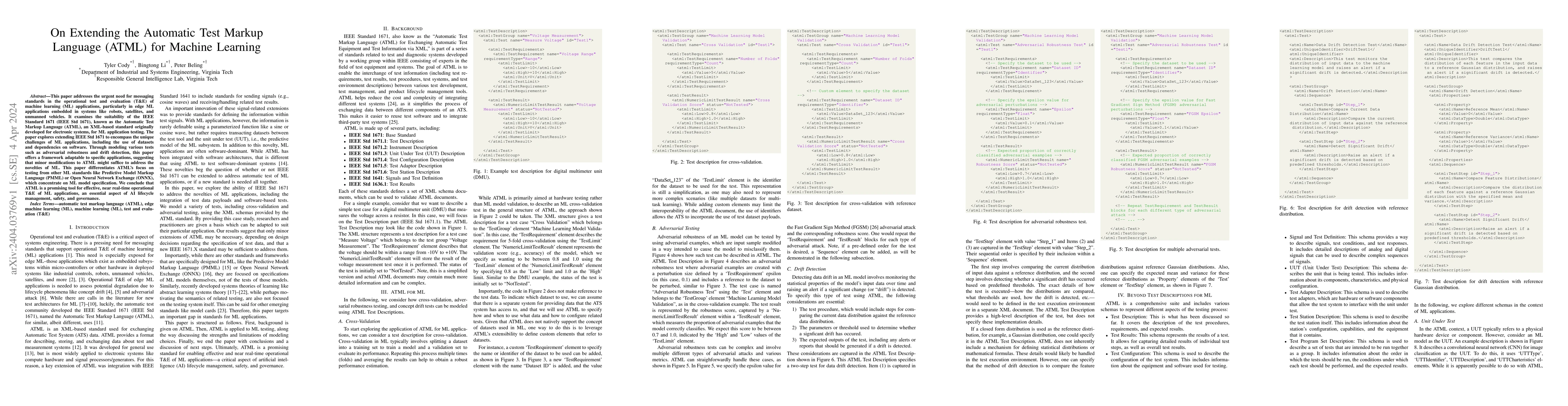 Thumbnail for On Extending the Automatic Test Markup Language (ATML) for Machine
  Learning