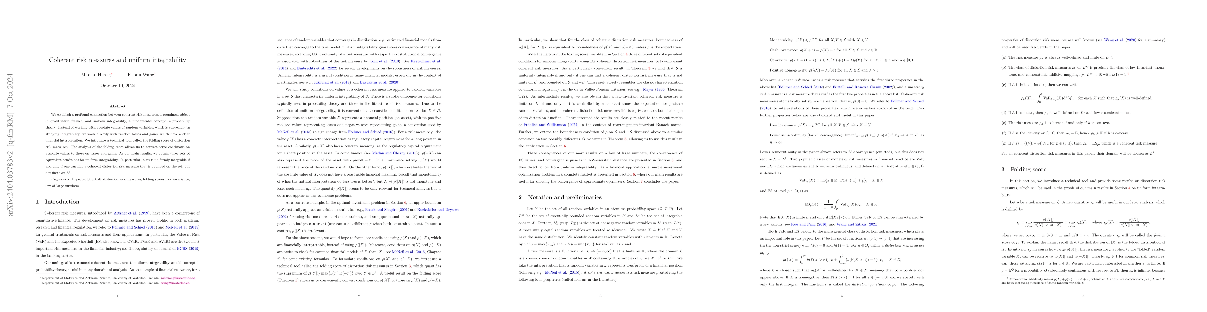 Thumbnail for Coherent risk measures and uniform integrability