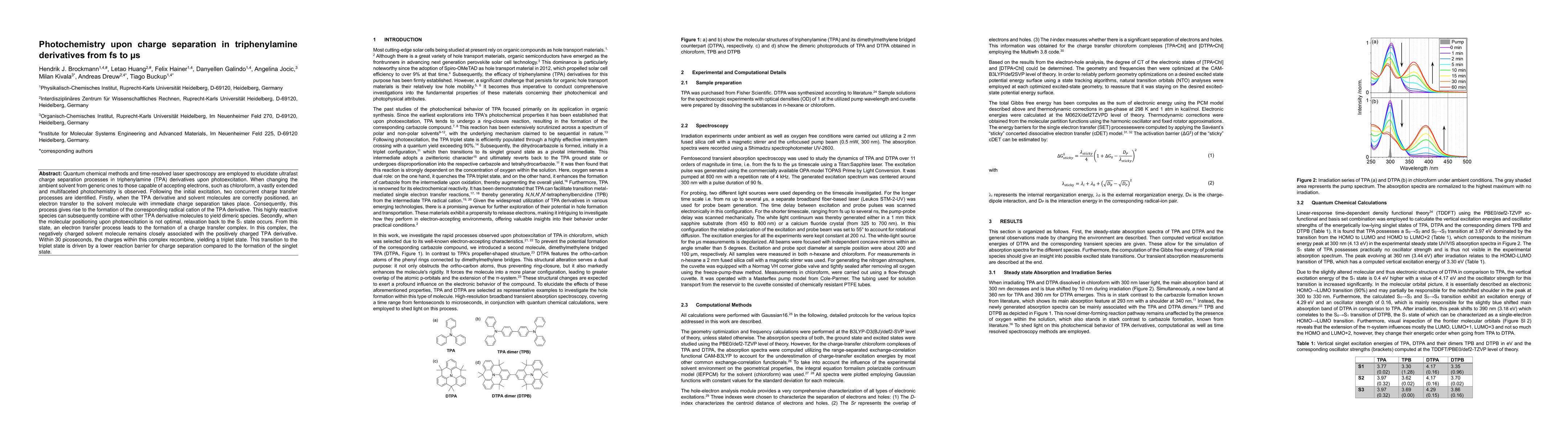 Thumbnail for Photochemistry upon charge separation in triphenylamine derivatives from
  fs to $\mathrm{\mu}$s