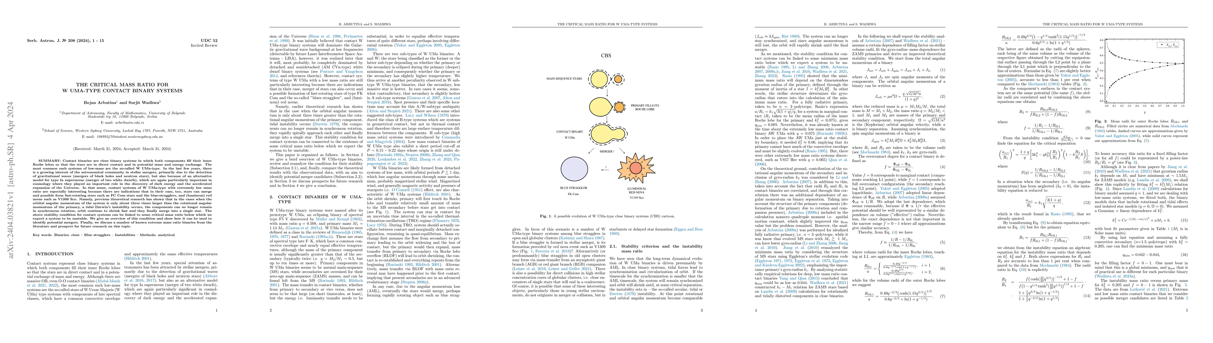 Thumbnail for The Critical Mass Ratio for W UMa-type Contact Binary Systems