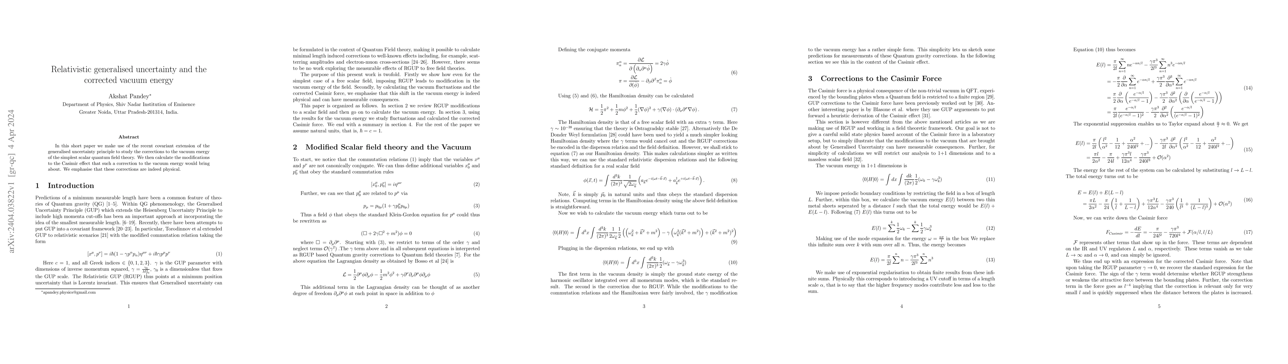 Thumbnail for Relativistic generalised uncertainty and the corrected vacuum energy