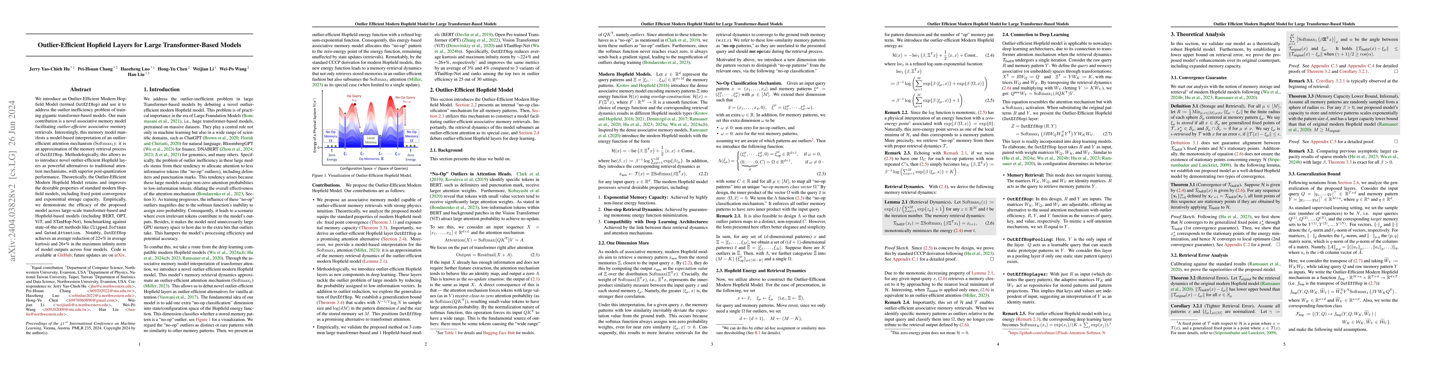 Thumbnail for Outlier-Efficient Hopfield Layers for Large Transformer-Based Models