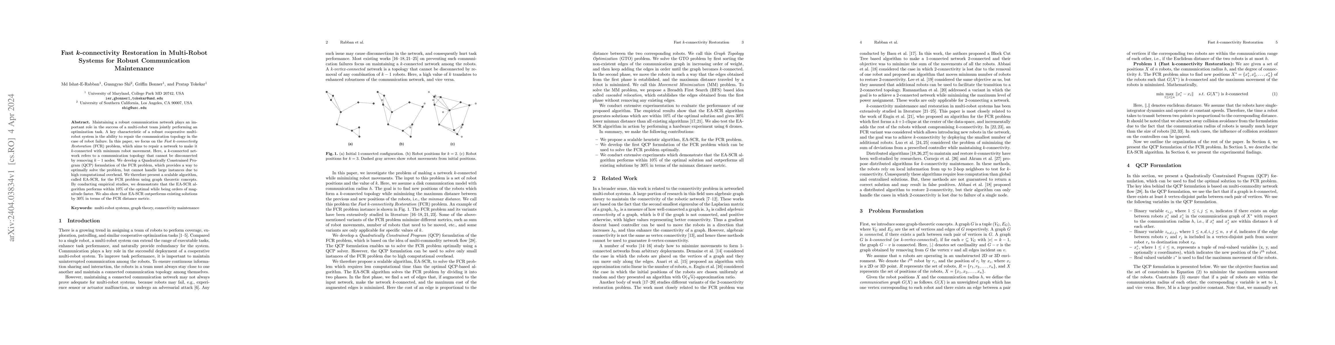 Thumbnail for Fast k-connectivity Restoration in Multi-Robot Systems for Robust
  Communication Maintenance