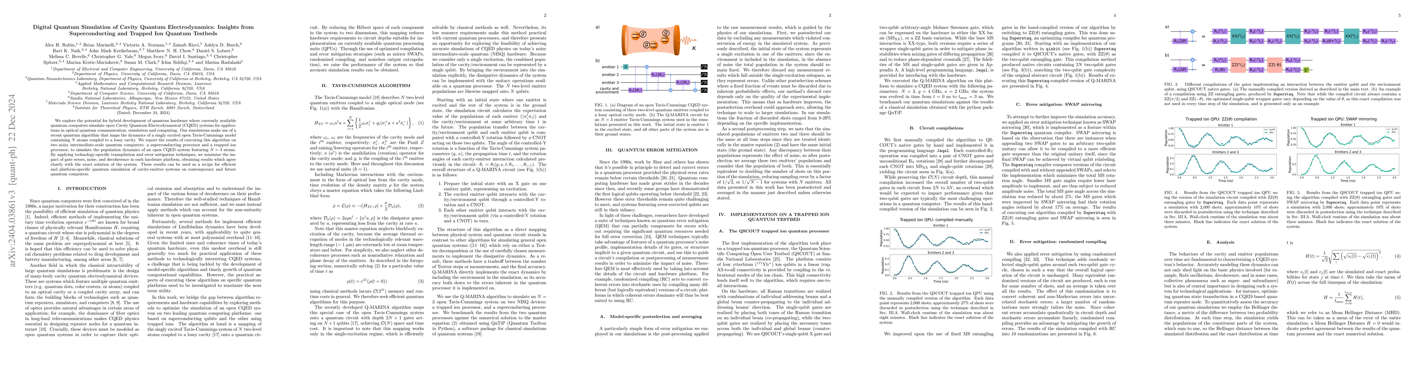 Thumbnail for Quantum Digital Simulation of Cavity Quantum Electrodynamics: Insights
  from Superconducting and Trapped Ion Quantum Testbeds