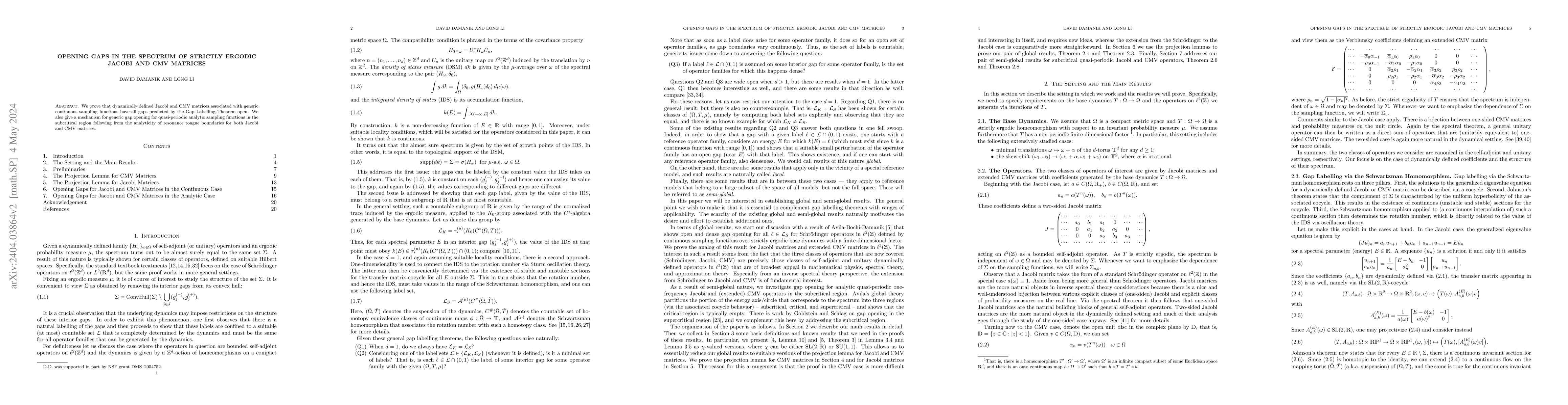 Thumbnail for Opening Gaps in the Spectrum of Strictly Ergodic Jacobi and CMV Matrices