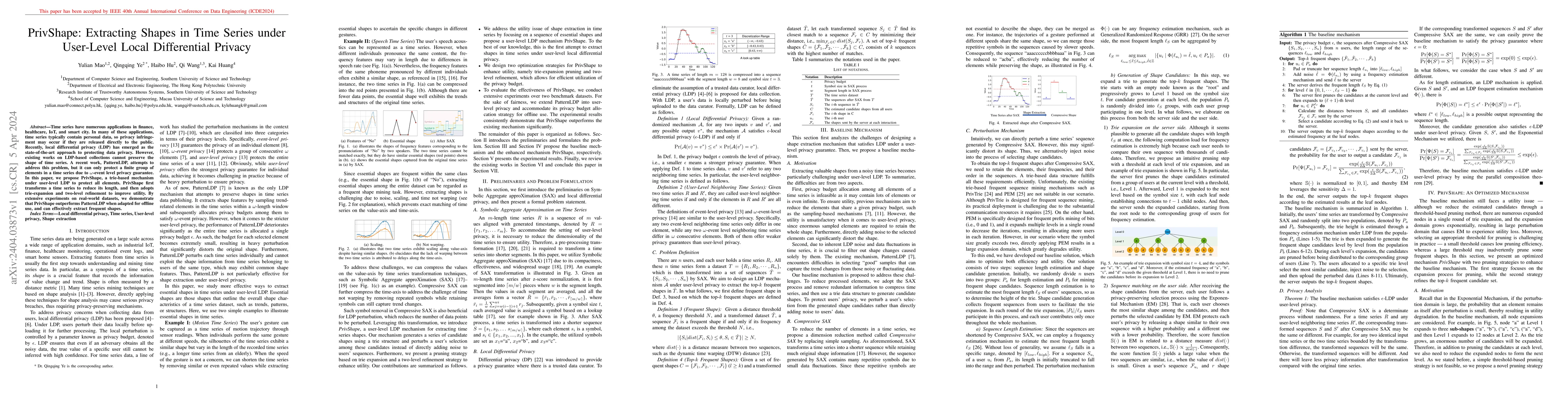 Thumbnail for PrivShape: Extracting Shapes in Time Series under User-Level Local
  Differential Privacy