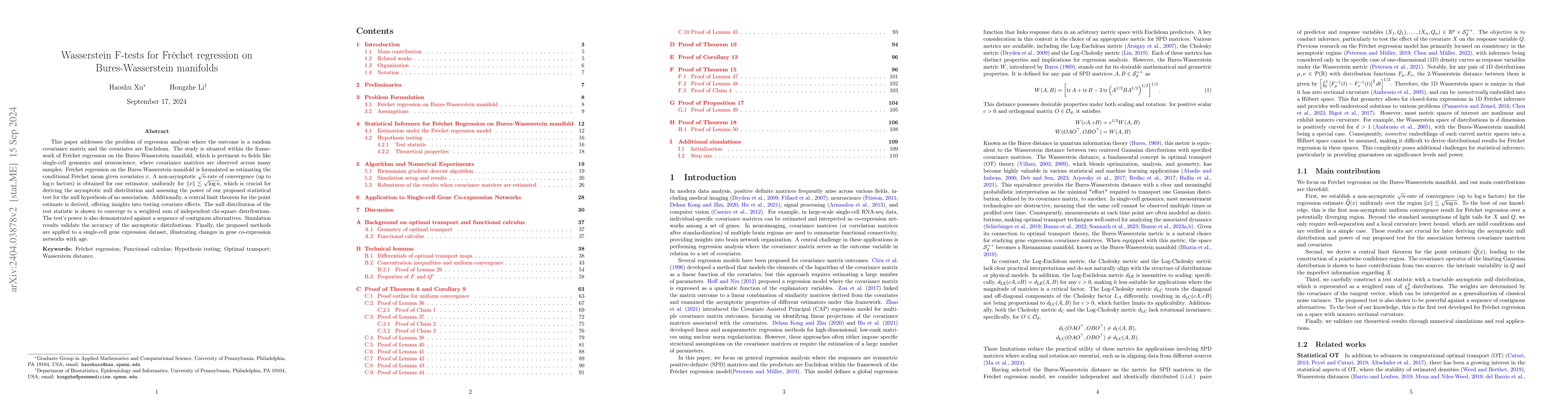 Thumbnail for Wasserstein F-tests for Fr\'echet regression on Bures-Wasserstein
  manifolds