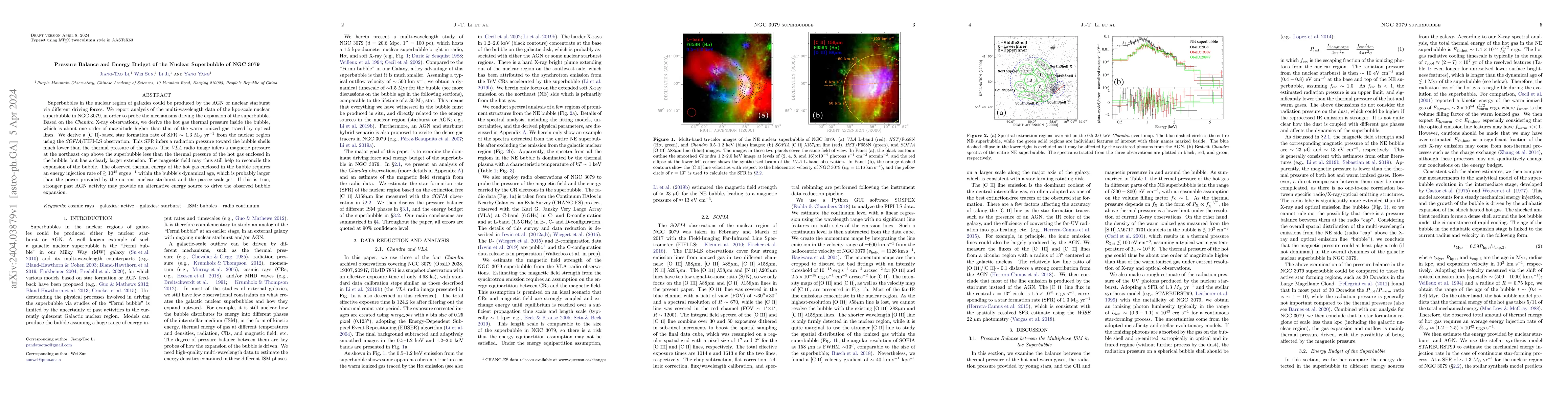 Thumbnail for Pressure Balance and Energy Budget of the Nuclear Superbubble of NGC
  3079