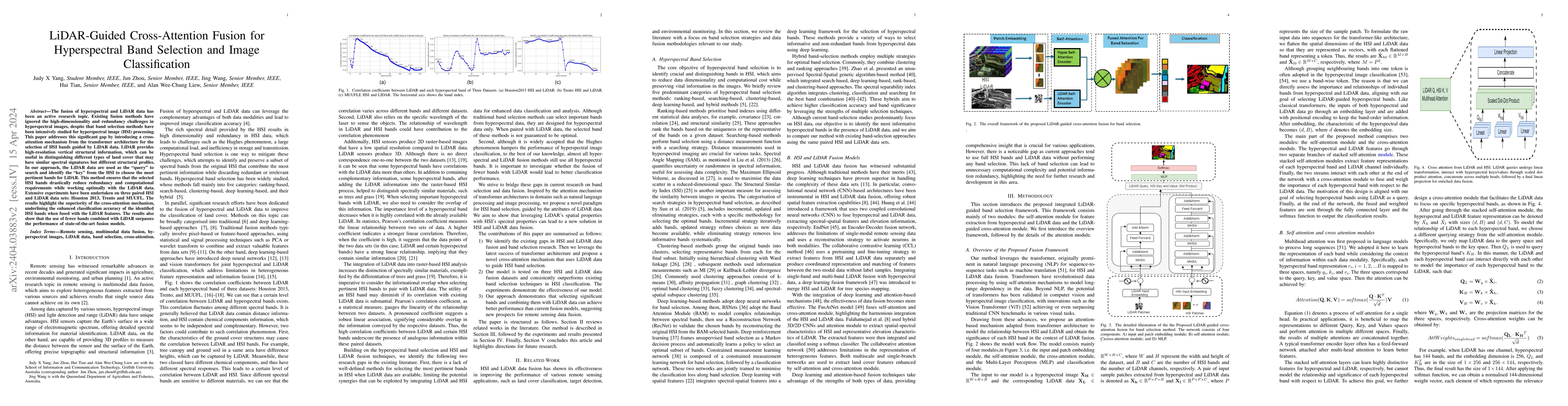 Thumbnail for LiDAR-Guided Cross-Attention Fusion for Hyperspectral Band Selection and
  Image Classification