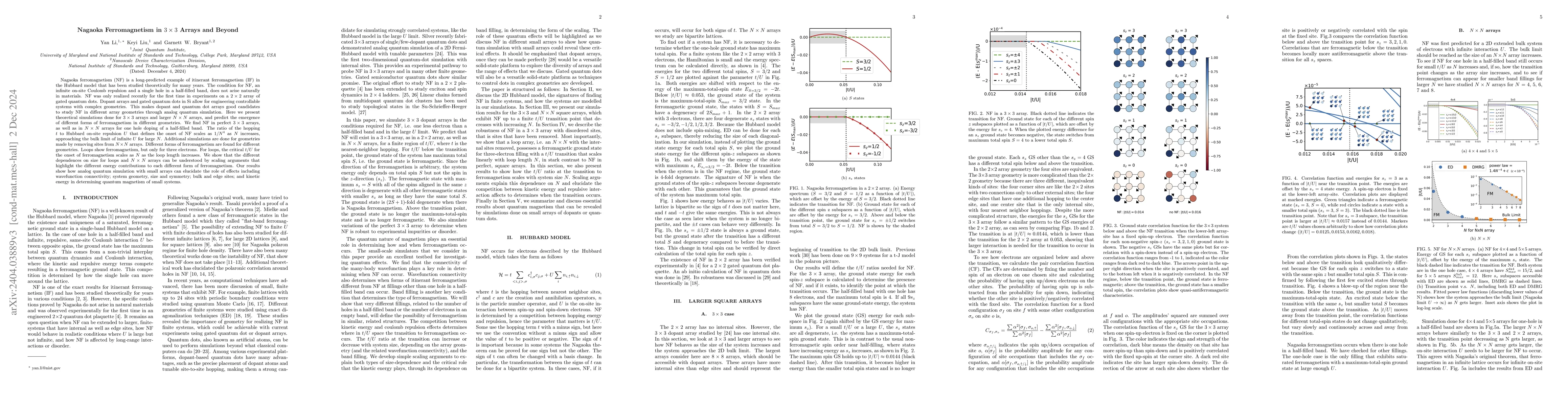 Thumbnail for Nagaoka Ferromagnetism in $3 \times 3$ Arrays and Beyond