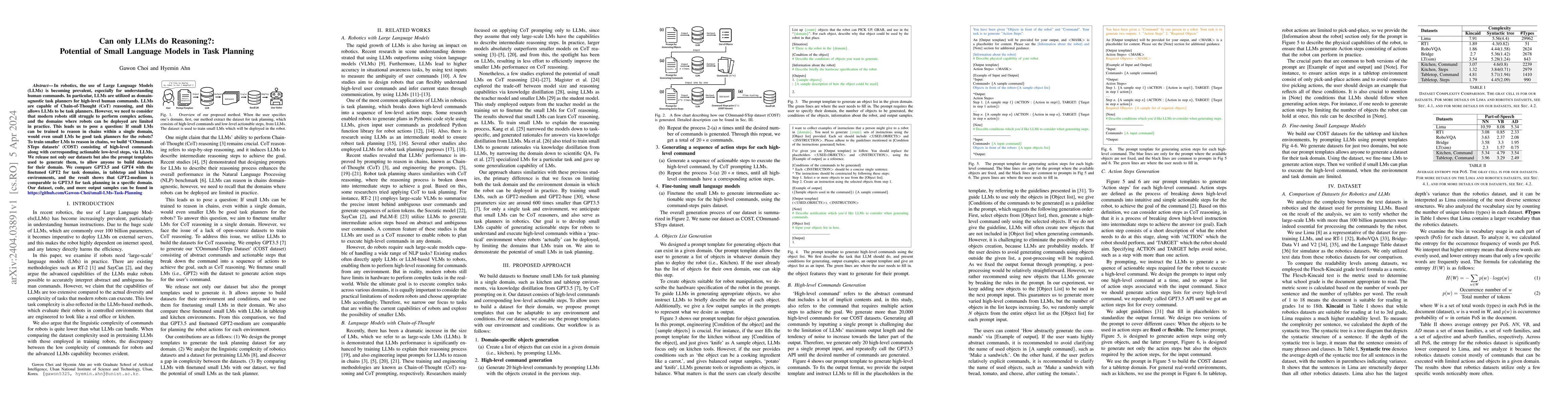 Thumbnail for Can only LLMs do Reasoning?: Potential of Small Language Models in Task
  Planning