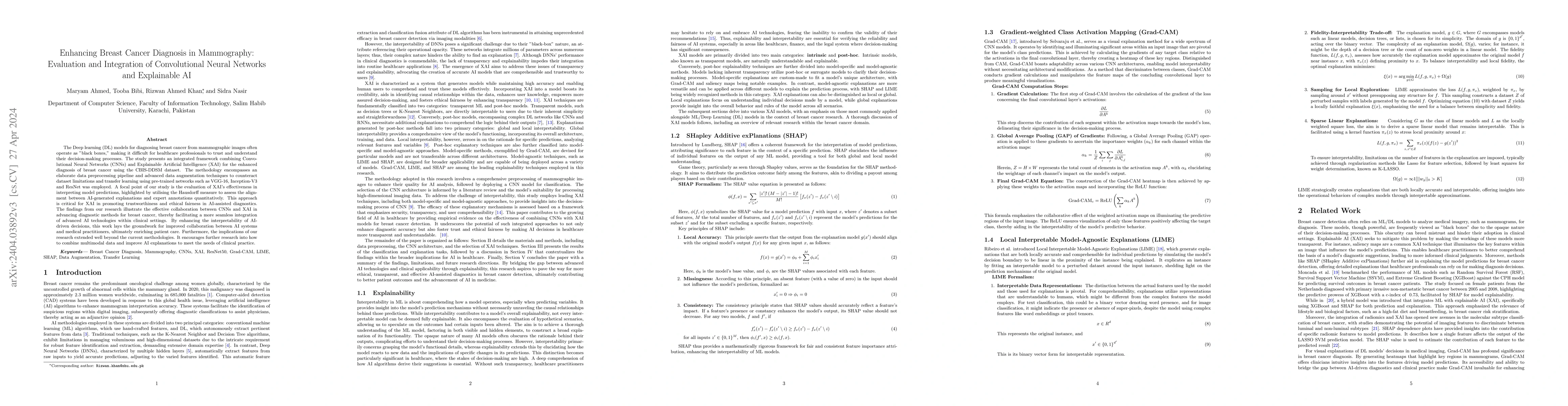 Thumbnail for Enhancing Breast Cancer Diagnosis in Mammography: Evaluation and
  Integration of Convolutional Neural Networks and Explainable AI