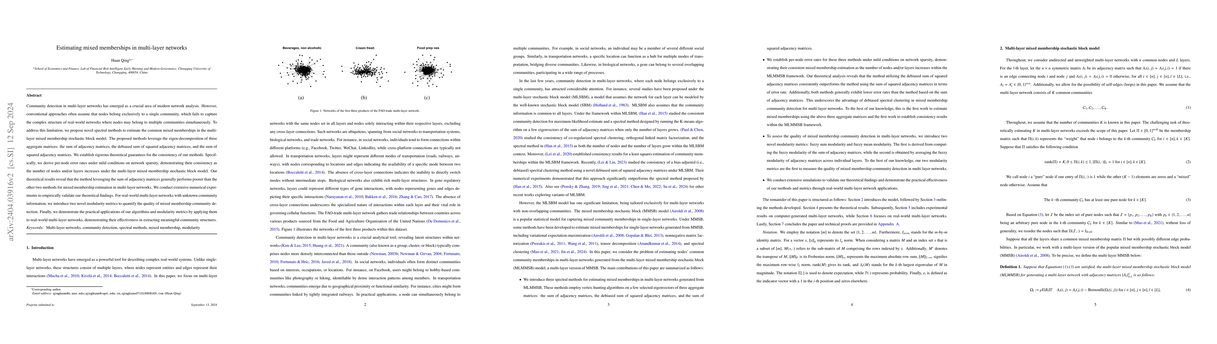 Thumbnail for Estimating mixed memberships in multi-layer networks