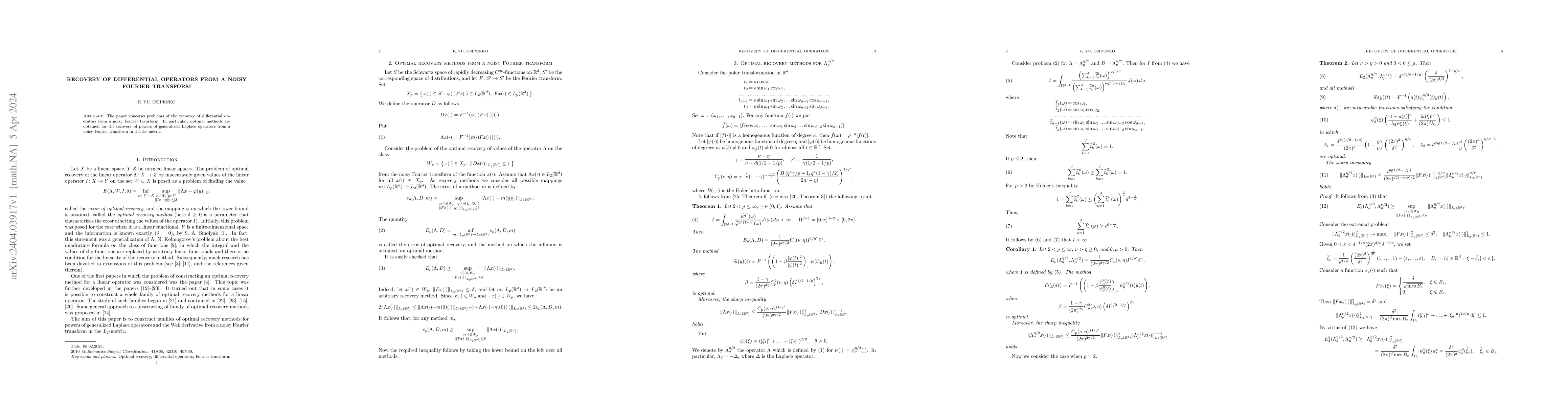 Thumbnail for Recovery of differential operators from a noisy Fourier transform