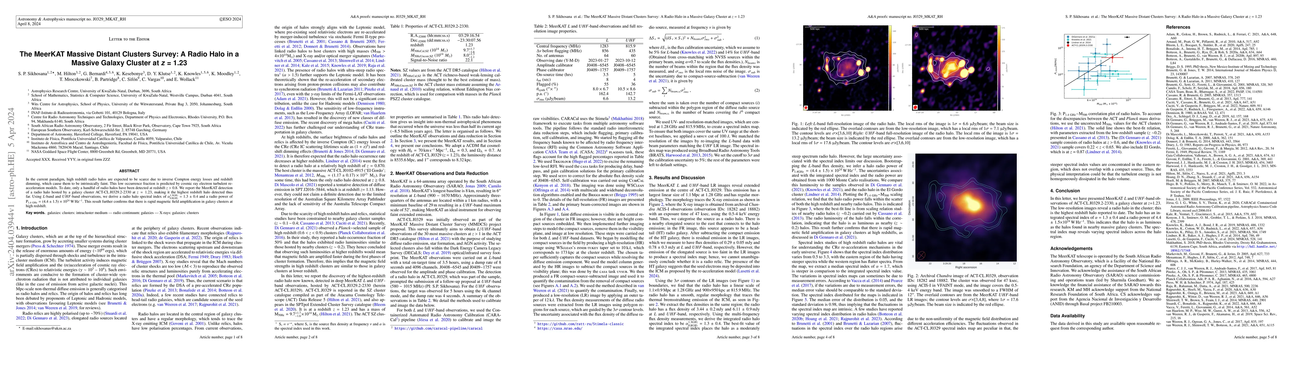 Thumbnail for The MeerKAT Massive Distant Clusters Survey: A Radio Halo in a Massive
  Galaxy Cluster at z = 1.23